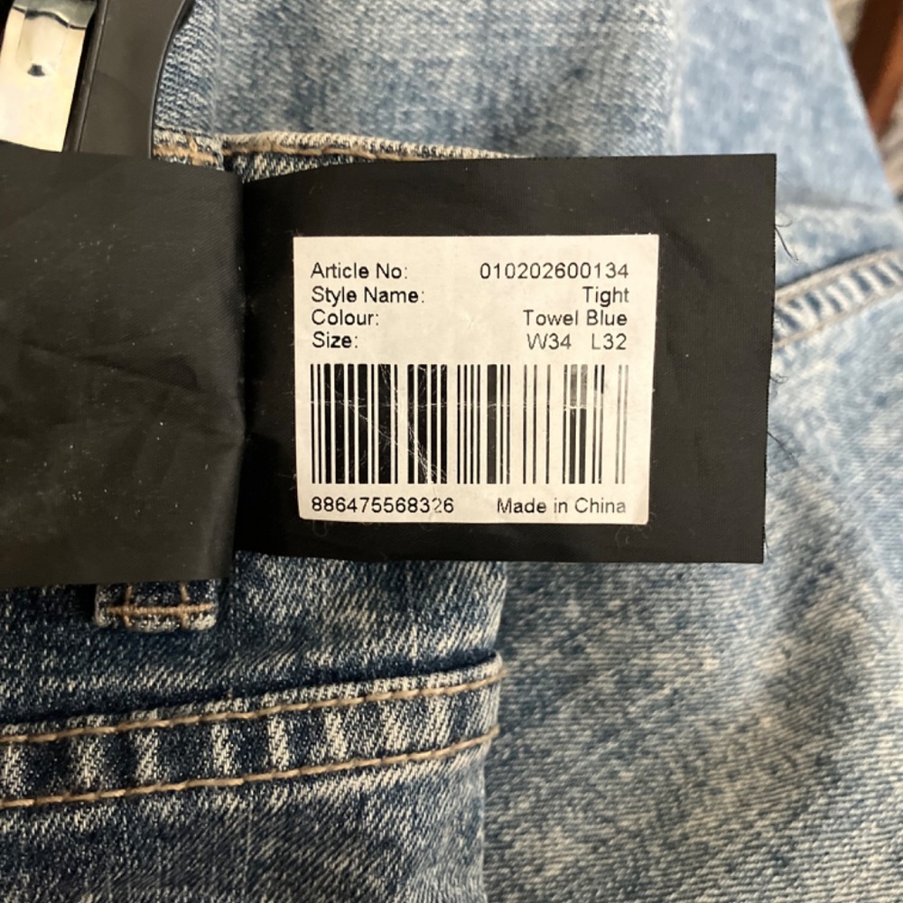 New Cheap Monday Tight Unisex Normal Waist Slim Fit Slim Legs W34 L32 Acid Wash - Picture 6 of 7